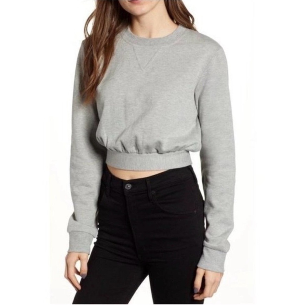 Rebecca Minkoff Molly Tie Back Cropped Sweatshirt in Heather Grey Size XS